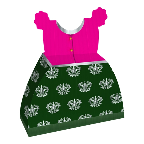 Gown Shape Gift Box | Luxury Silver Kanchipuram Saree Design | Many Uses